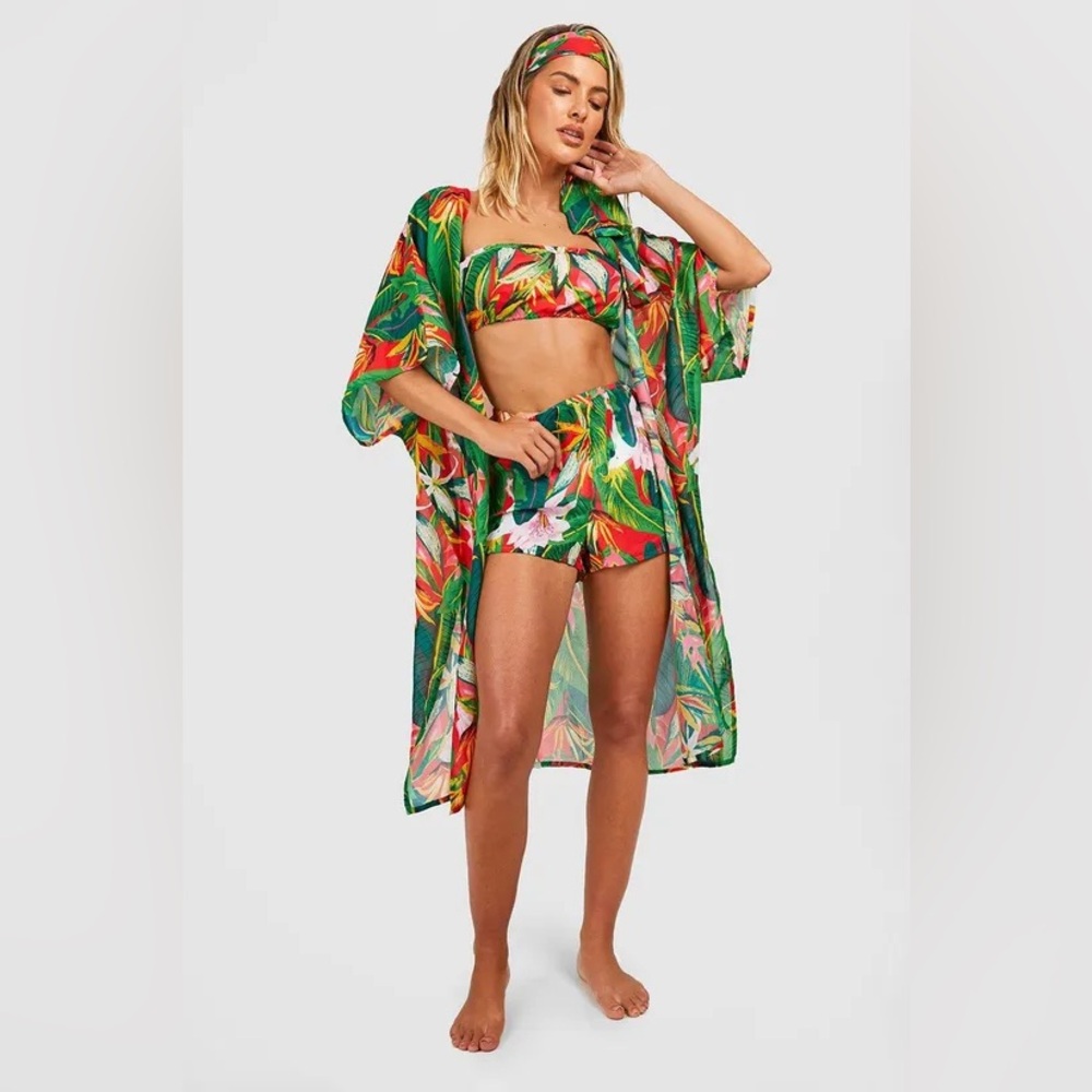 Boohoo Tropicana Three Piece Beach Co-ord Set MD